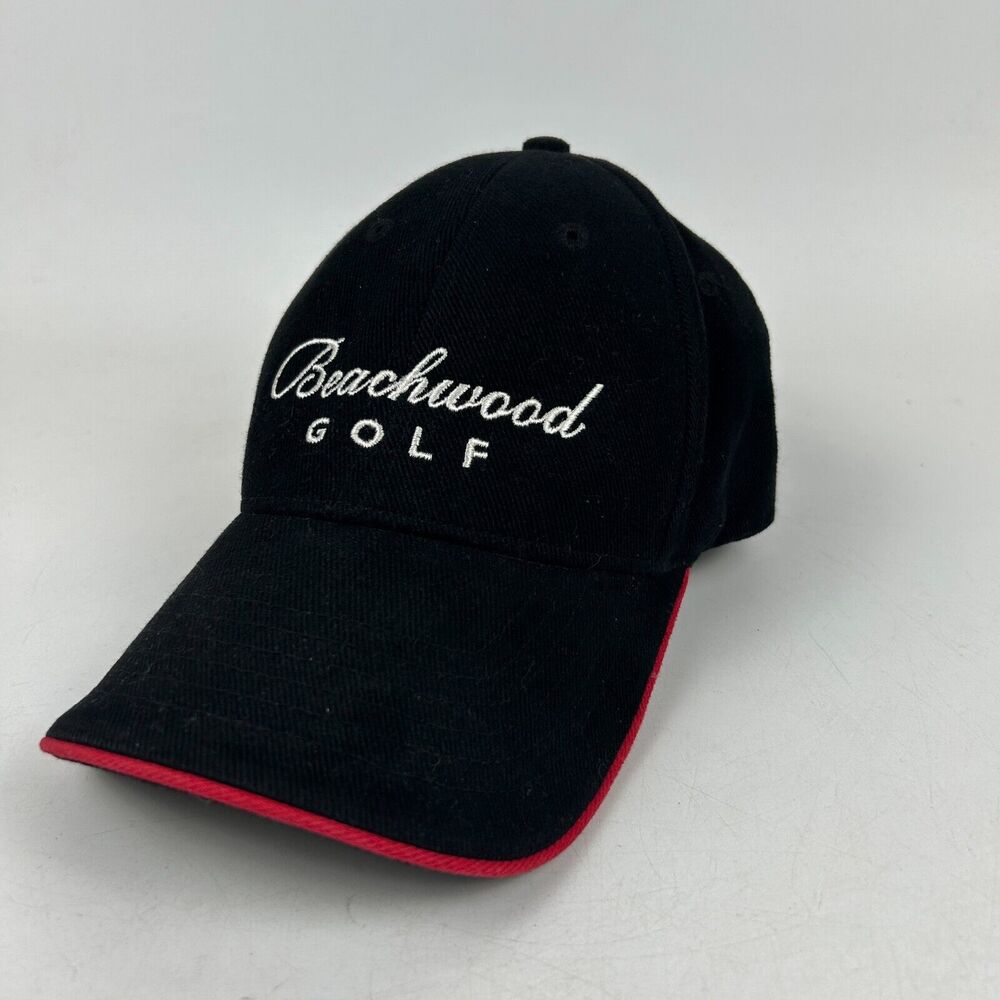 Nu-Fit Patent Beachwood Golf Cap L/XL Black Ruth's‎ Chris Steak House Strapback